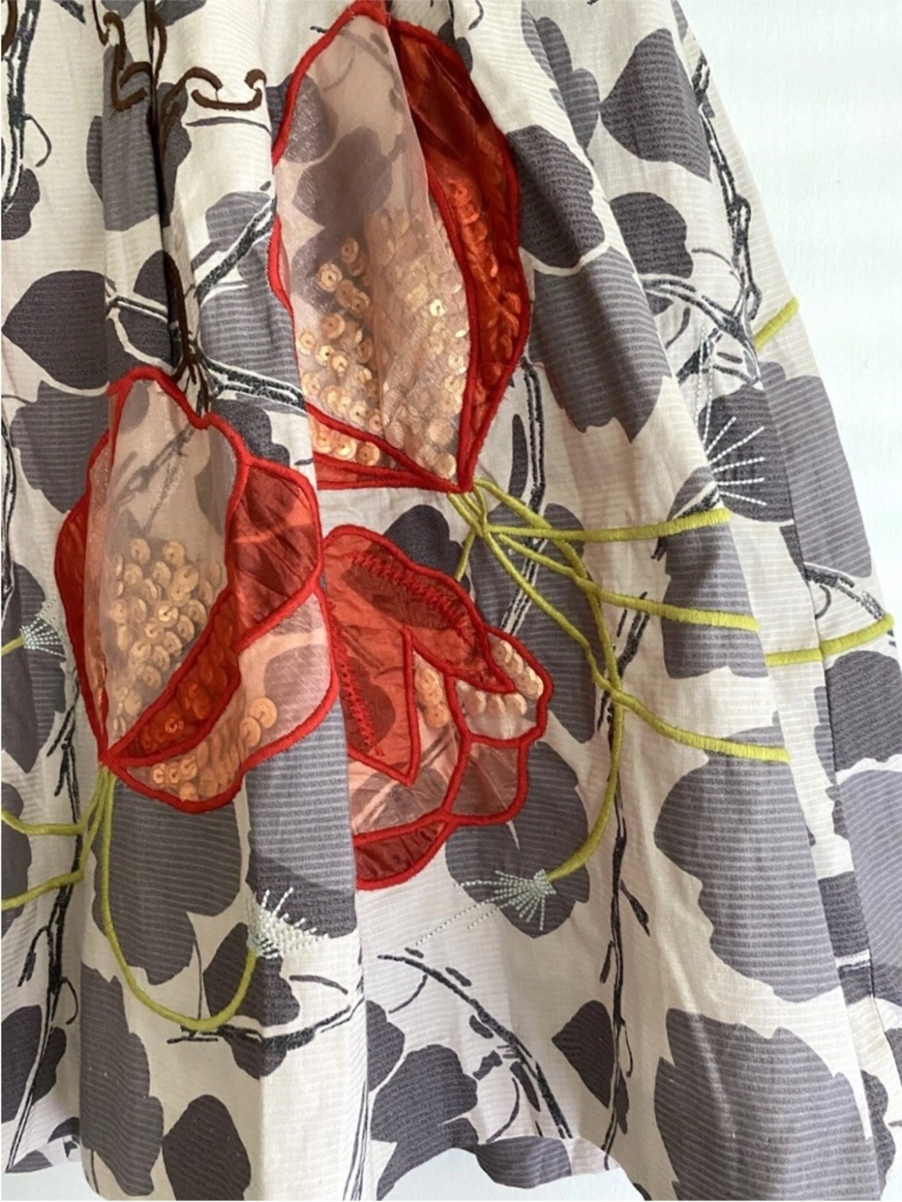 NWT Anthropologie Floreat Embroidered Floral Skirt Sequin Appliqué Boho Size 4 - Picture 9 of 10